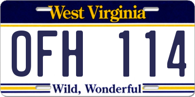 WV license plate OFH114