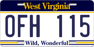 WV license plate OFH115