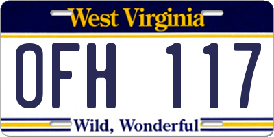 WV license plate OFH117