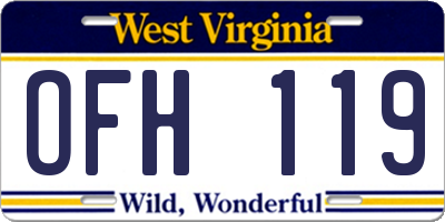WV license plate OFH119