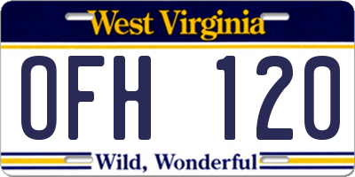 WV license plate OFH120