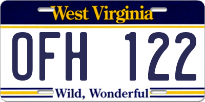 WV license plate OFH122
