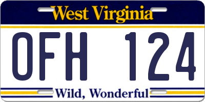 WV license plate OFH124