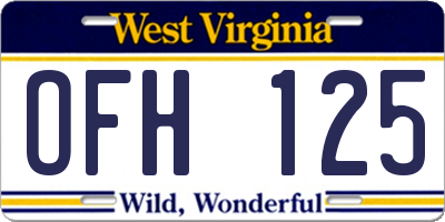 WV license plate OFH125