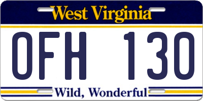 WV license plate OFH130