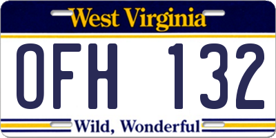 WV license plate OFH132