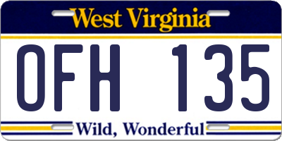 WV license plate OFH135