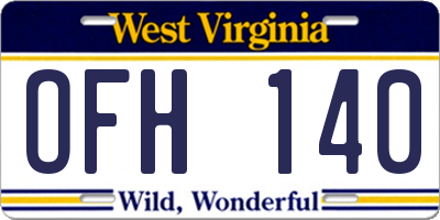 WV license plate OFH140