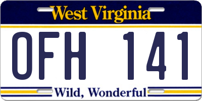 WV license plate OFH141