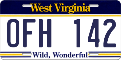 WV license plate OFH142