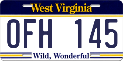 WV license plate OFH145