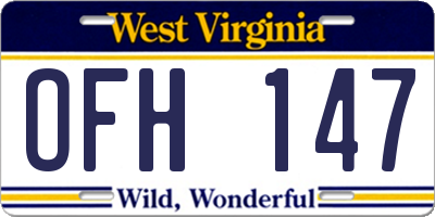 WV license plate OFH147