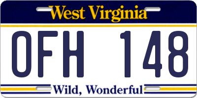 WV license plate OFH148