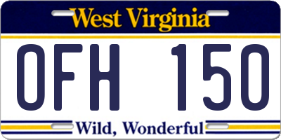 WV license plate OFH150