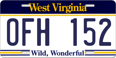 WV license plate OFH152