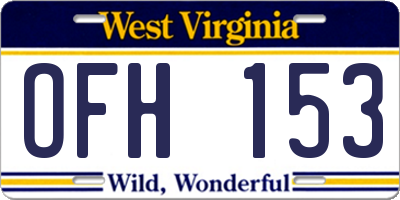 WV license plate OFH153