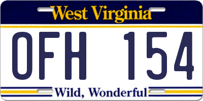 WV license plate OFH154