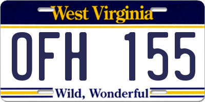 WV license plate OFH155