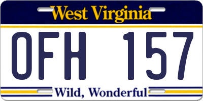 WV license plate OFH157