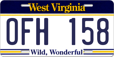 WV license plate OFH158