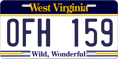 WV license plate OFH159