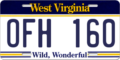 WV license plate OFH160