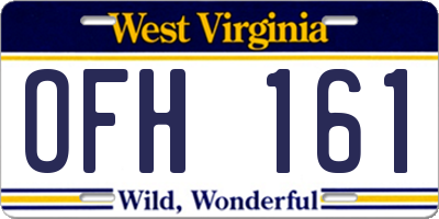 WV license plate OFH161