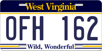 WV license plate OFH162