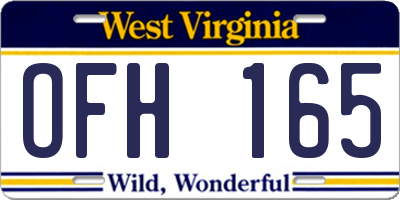 WV license plate OFH165