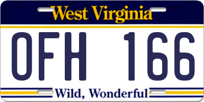 WV license plate OFH166