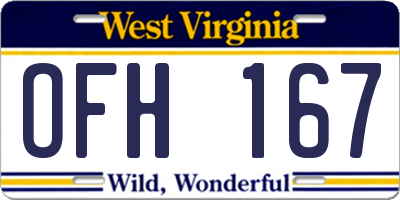 WV license plate OFH167