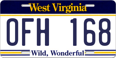 WV license plate OFH168