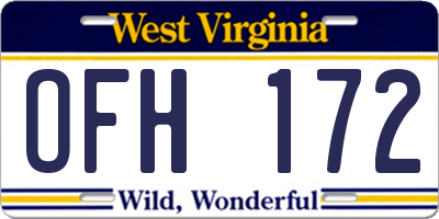 WV license plate OFH172