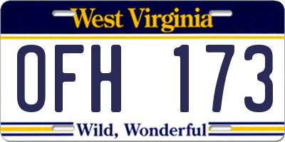 WV license plate OFH173