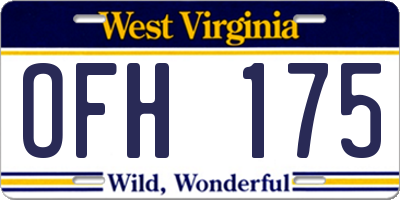 WV license plate OFH175