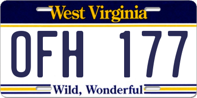WV license plate OFH177