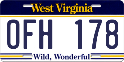 WV license plate OFH178