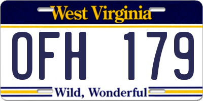WV license plate OFH179