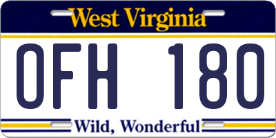 WV license plate OFH180