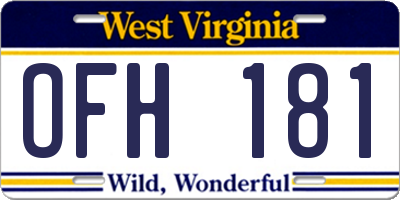 WV license plate OFH181