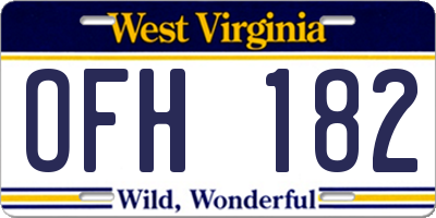 WV license plate OFH182