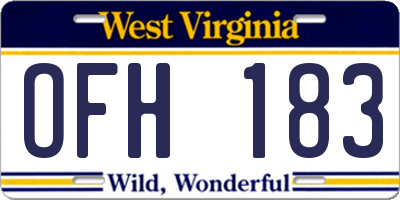 WV license plate OFH183
