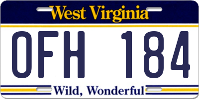 WV license plate OFH184