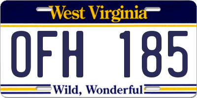 WV license plate OFH185