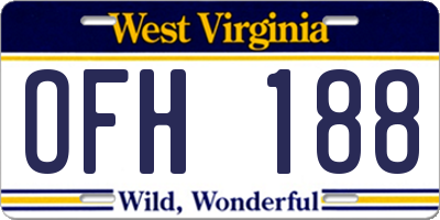 WV license plate OFH188