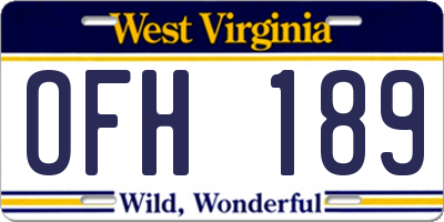 WV license plate OFH189