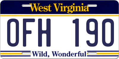 WV license plate OFH190