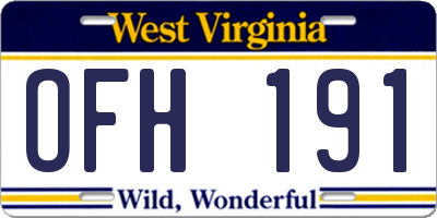 WV license plate OFH191