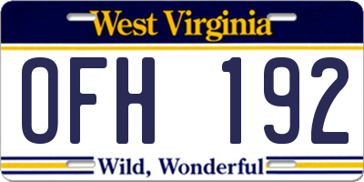 WV license plate OFH192