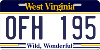 WV license plate OFH195